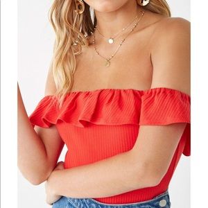 Ribbed ruffle bodysuit